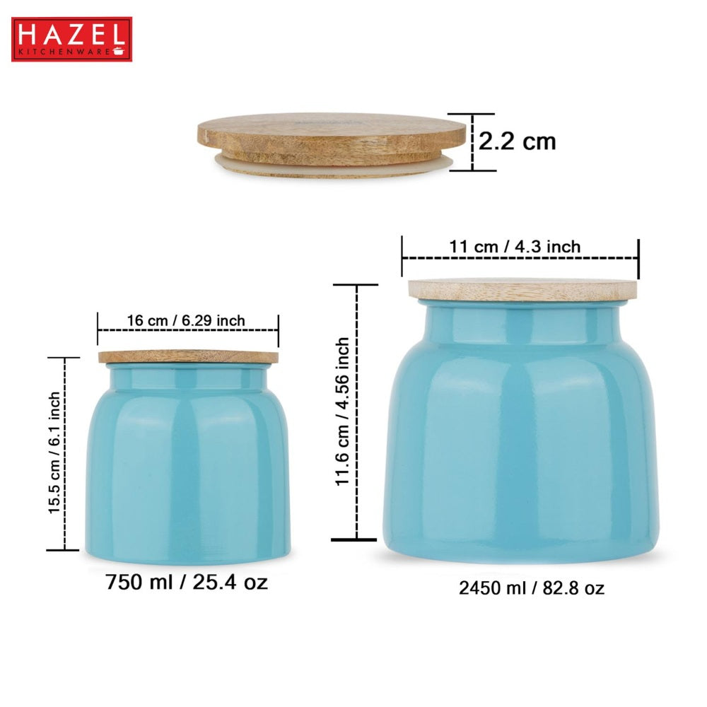 Storage Containers for Kitchen - Set of 2,  Blue ( 750 ML, 2450 ML)
