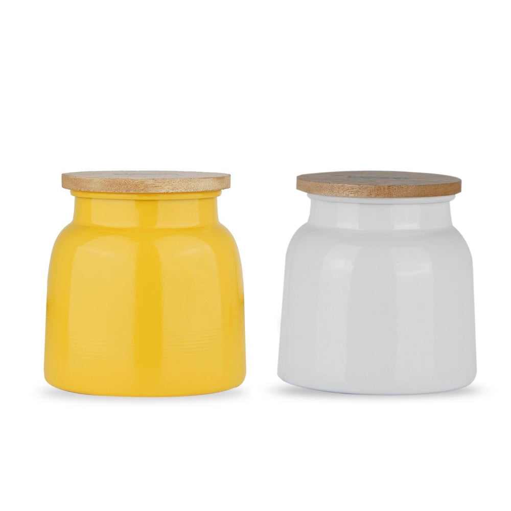 Storage Containers for Kitchen - Set of 2, Yellow & White (750 ML)