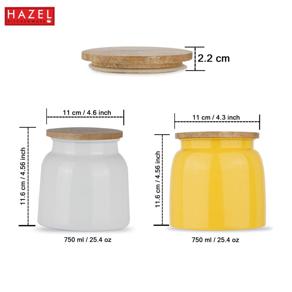 Storage Containers for Kitchen - Set of 2, Yellow & White (750 ML)