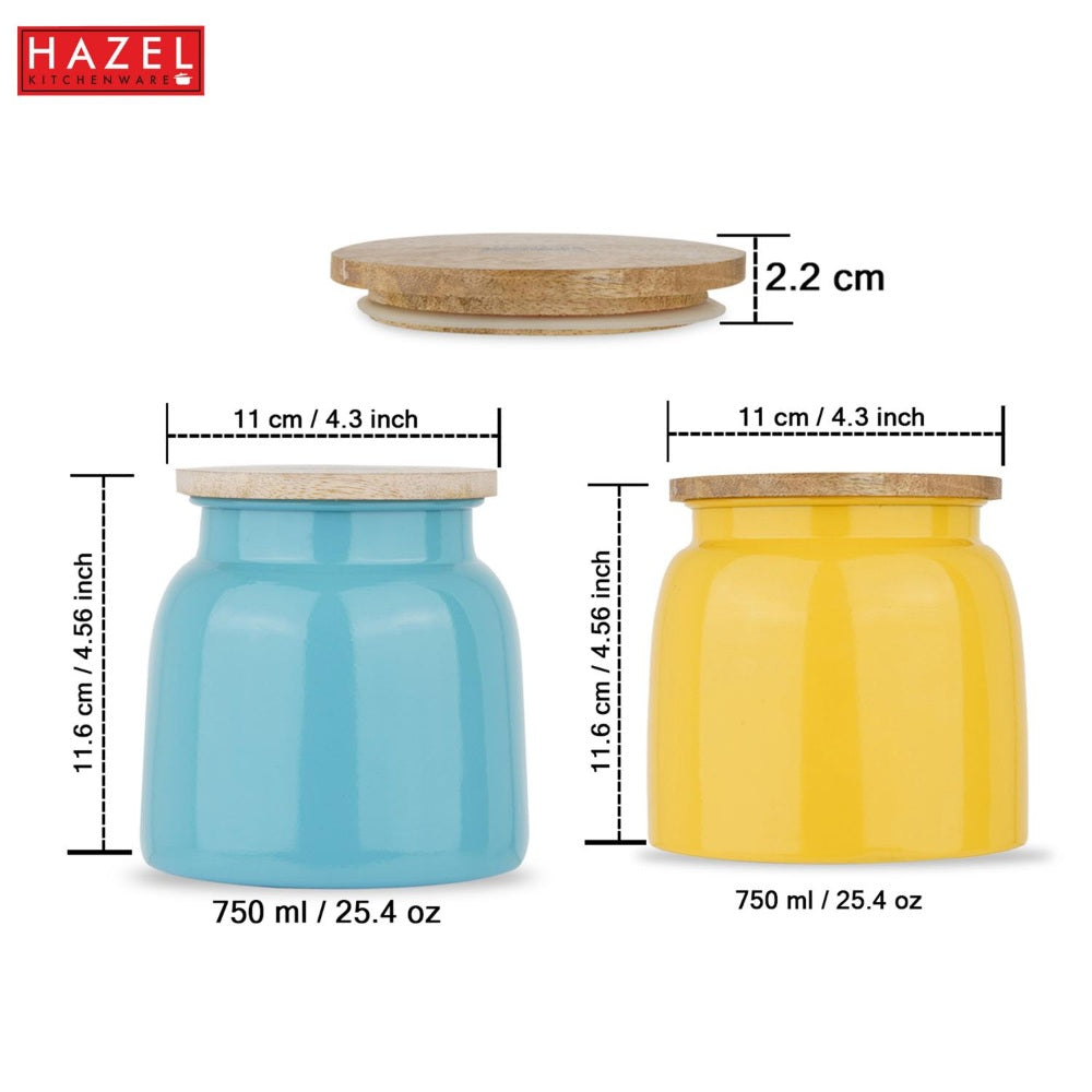 Storage Containers for Kitchen - Set of 2, Yellow & Blue (750 ML)