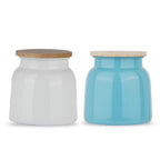 Storage Containers for Kitchen - Set of 2, White & Blue (750 ML)