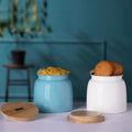 Storage Containers for Kitchen - Set of 2, White & Blue (750 ML)