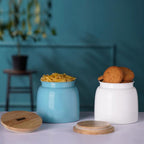Storage Containers for Kitchen - Set of 2, White & Blue (750 ML)