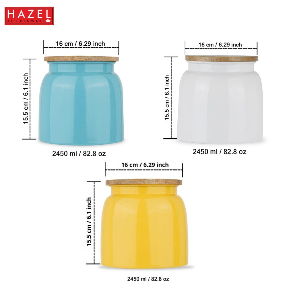 Airtight Containers for Snacks - Set of 3, Yellow, White & Blue (2450 ML)