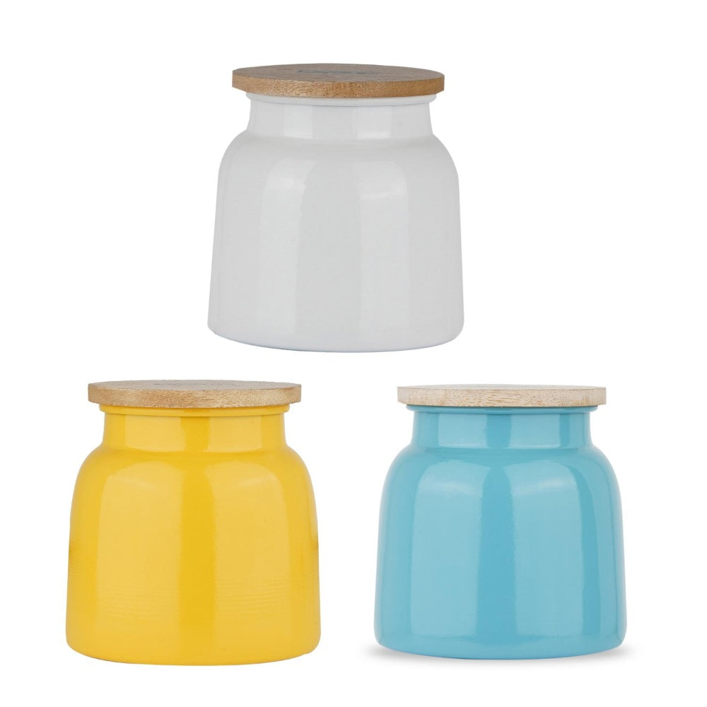 Airtight Containers for Snacks - Set of 3, Yellow, White & Blue (750 ML)