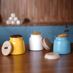 Airtight Containers for Snacks - Set of 3, Yellow, White & Blue (750 ML)