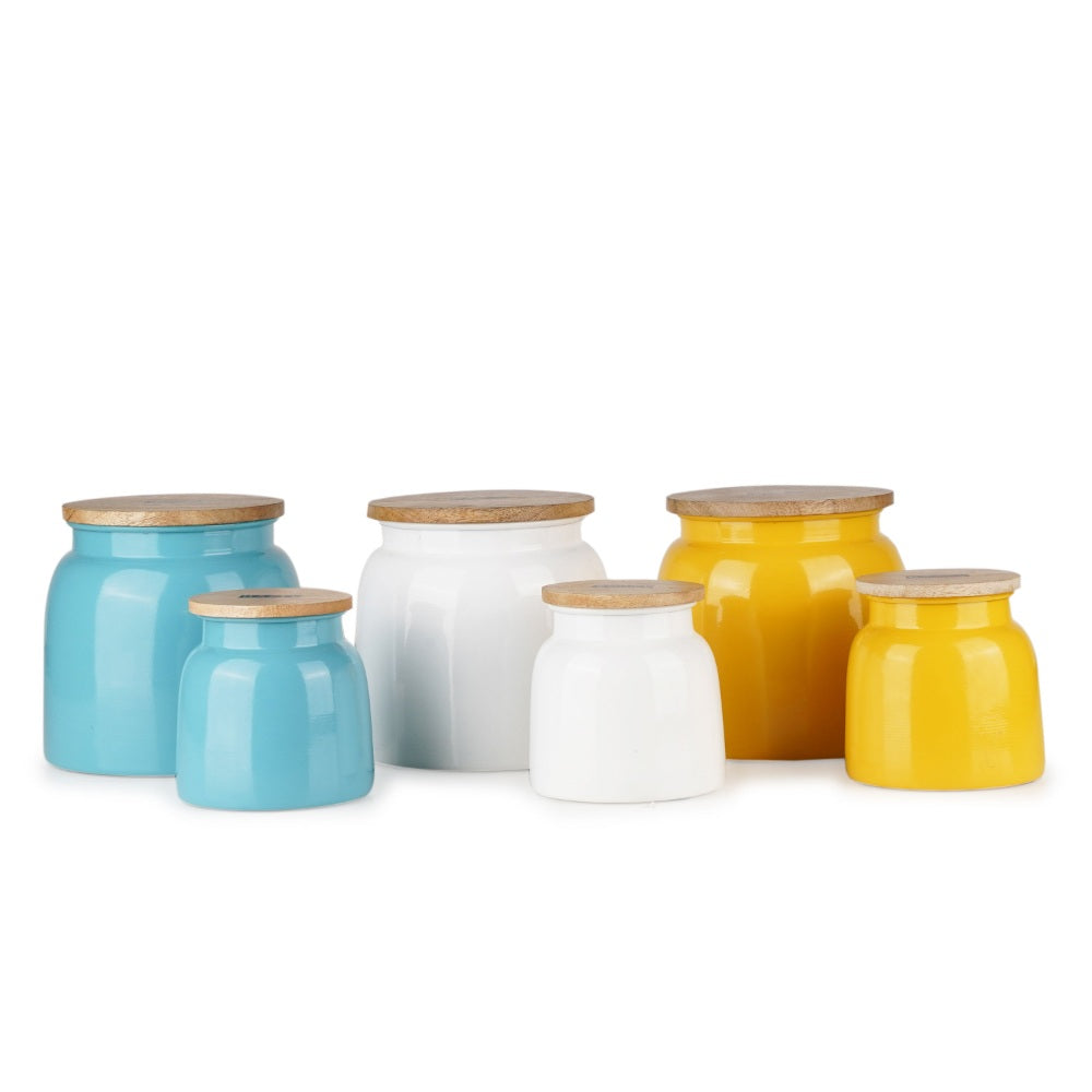 Airtight Containers for Snacks - Set of 6, Yellow, White & Blue( 750 ML, 2450 ML)