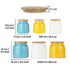 Airtight Containers for Snacks - Set of 6, Yellow, White & Blue( 750 ML, 2450 ML)