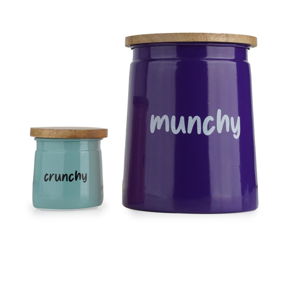 Airtight Containers for Snacks - Set of 2, , Purple & Teal (2350 ML, 225 ML)