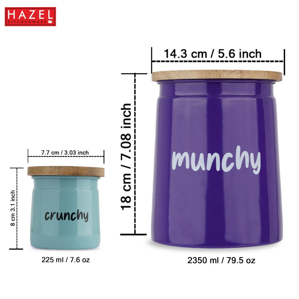 Airtight Containers for Snacks - Set of 2, , Purple & Teal (2350 ML, 225 ML)