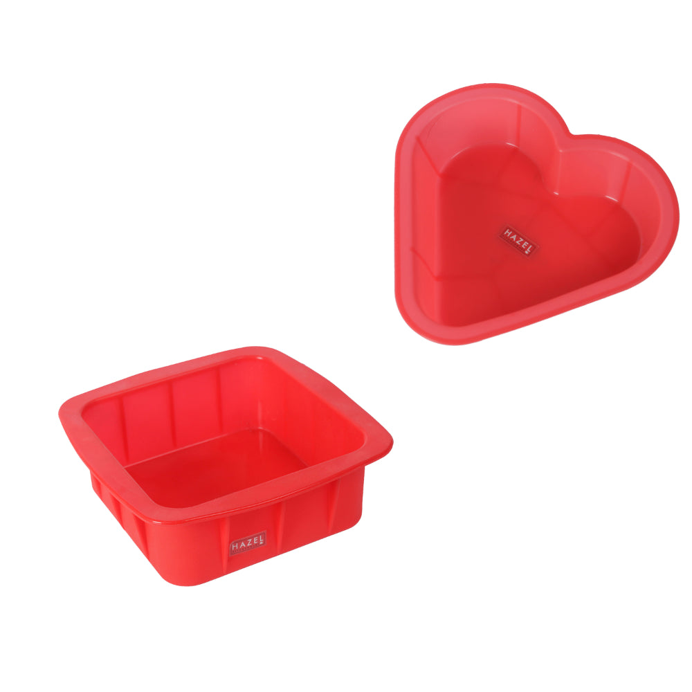 Small Silicone Square & Heart Shape Cake Mould, Set of 2