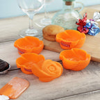 Silicone Rose Shape Muffin Mould , 6pcs - Orange