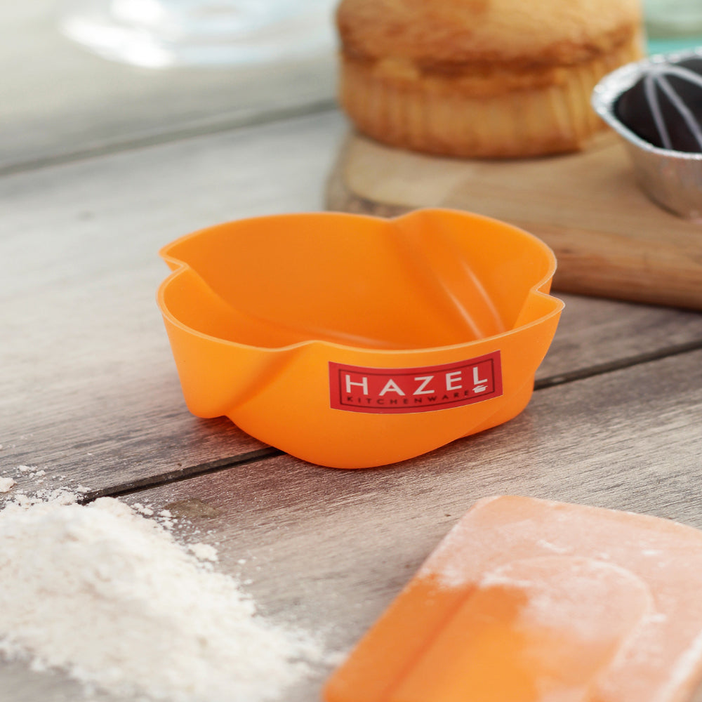 Silicone Rose Shape Muffin Mould , 6pcs - Orange