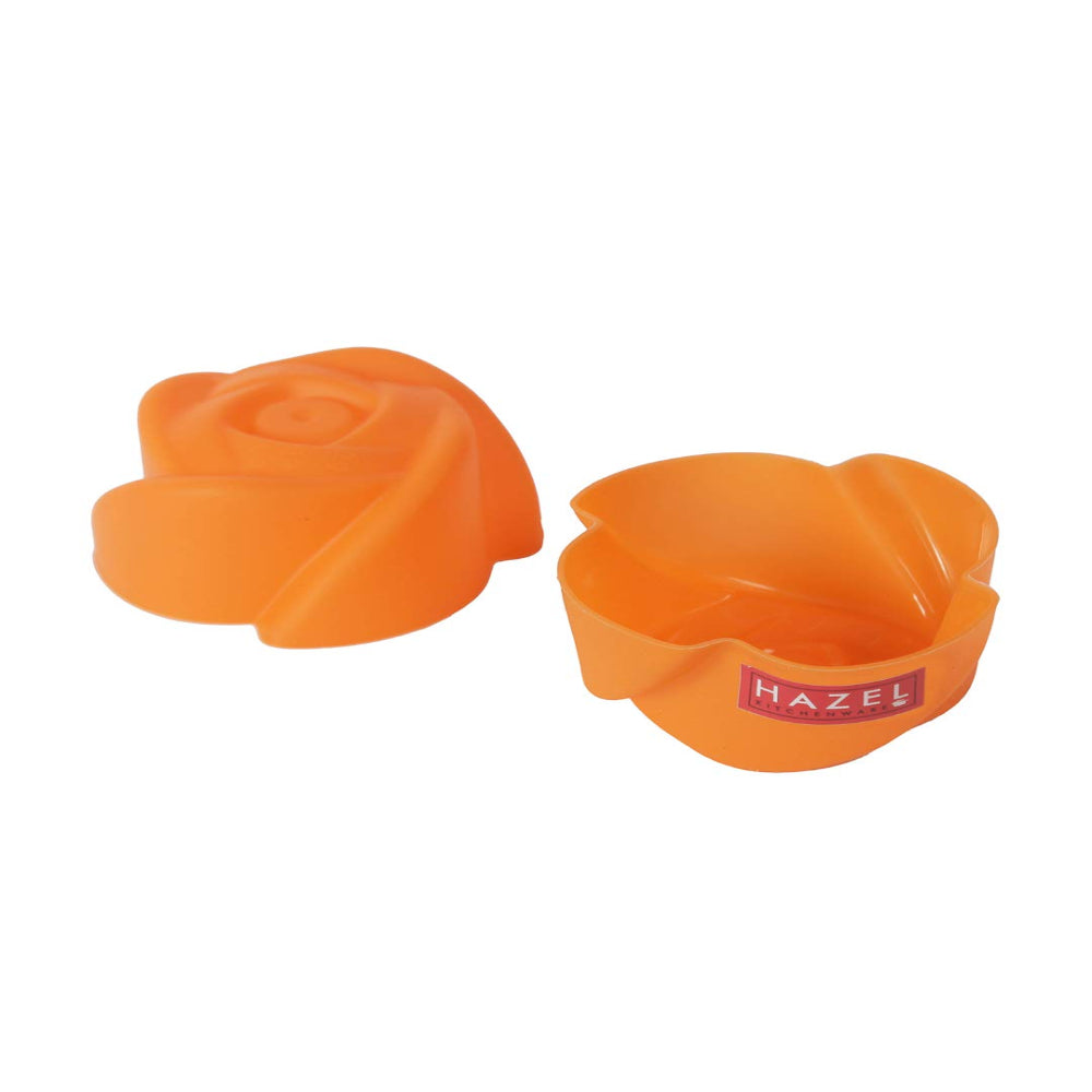 Silicone Rose Shape Muffin Mould , 12pcs - Orange