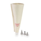 Reusable Piping Bag with 3 Nozzles, 25 cm, White