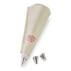 Reusable Piping Bag with 3 Nozzles, 25 cm, White