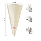Reusable Piping Bag with 3 Nozzles ? 35 cm, White