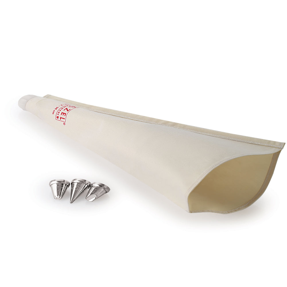 Reusable Piping Bag with 3 Nozzles ? 35 cm, White