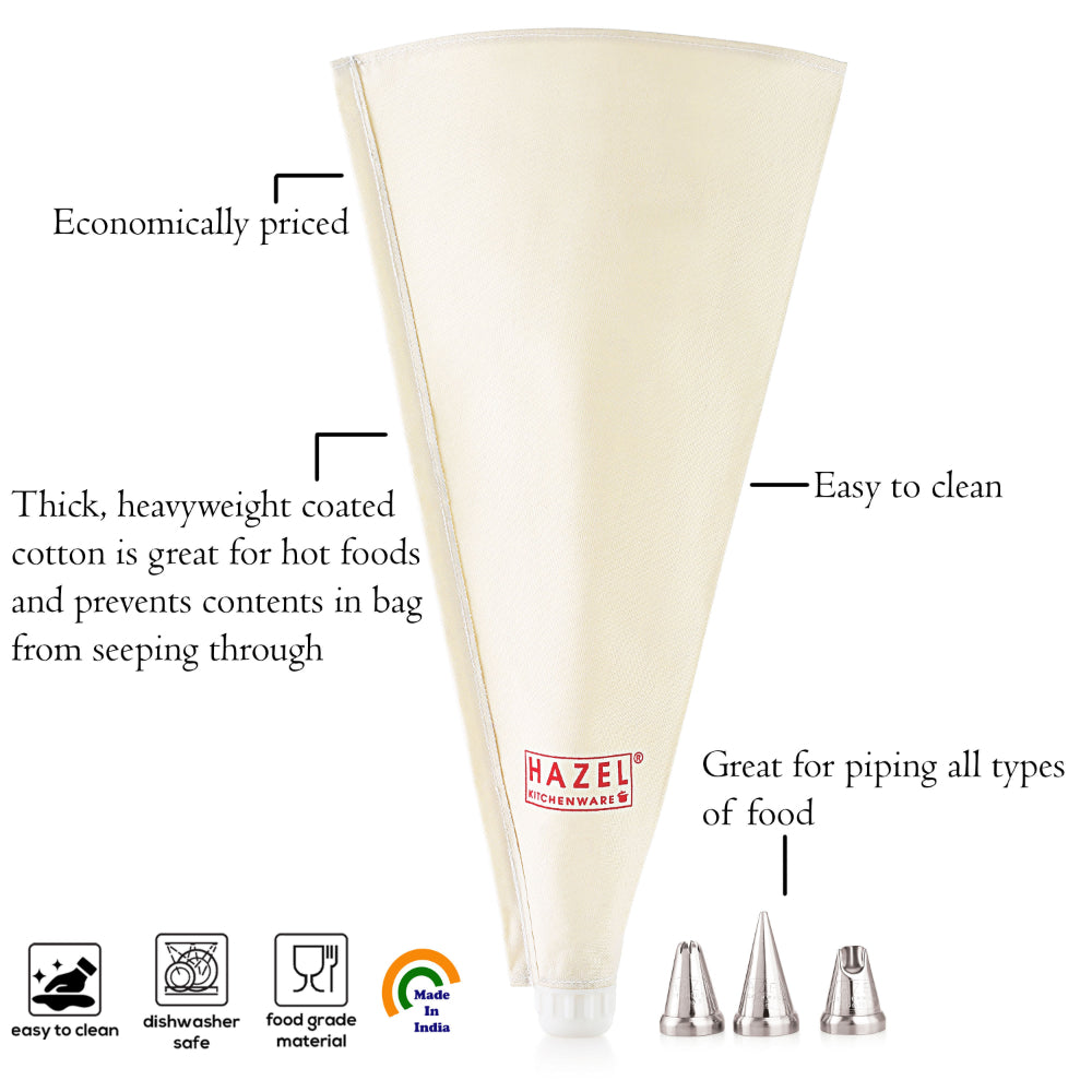Reusable Piping Bag - 2 Cake Icing Bag with 3 Nozzles
