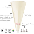 Reusable Piping Bag - 2 Cake Icing Bag with 3 Nozzles