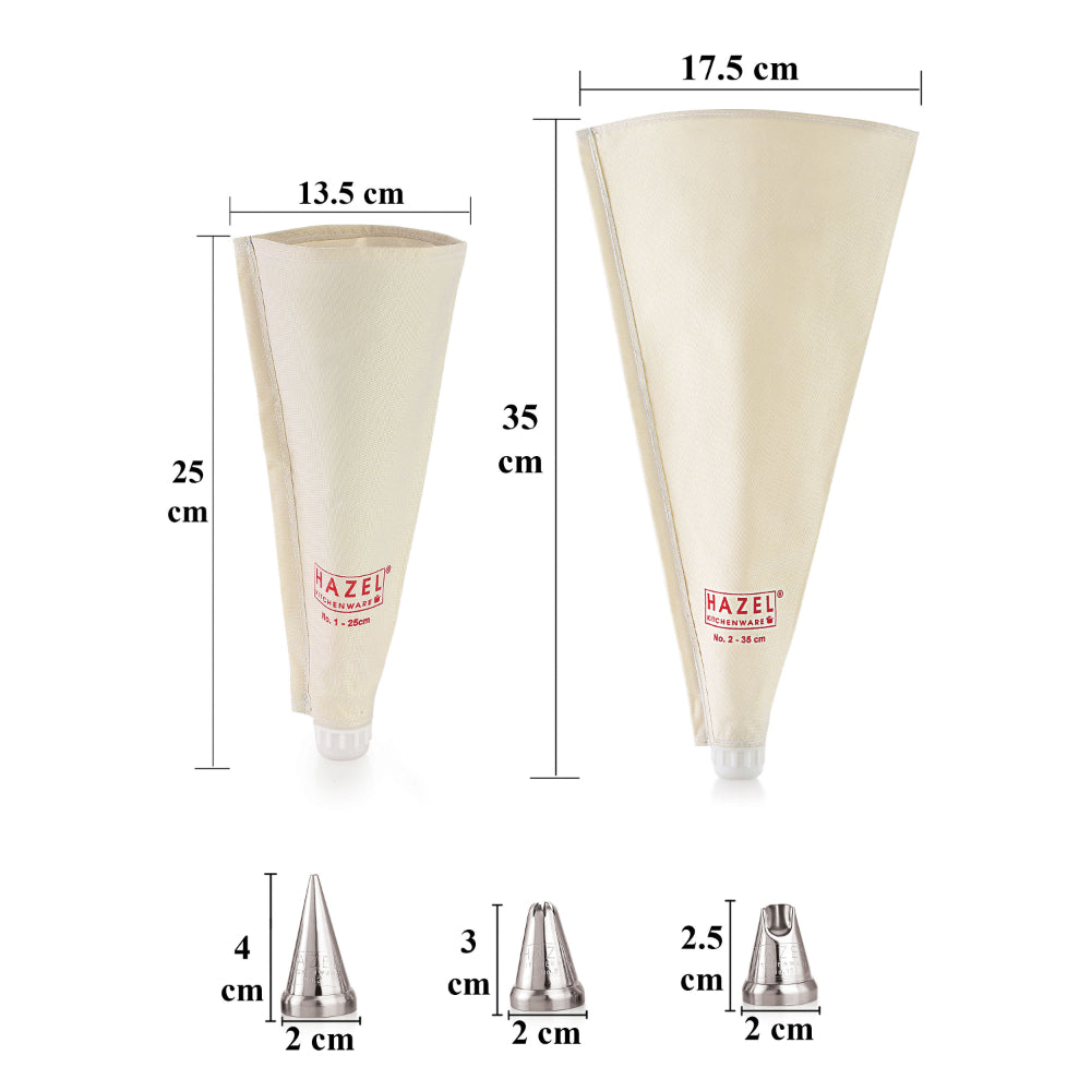 Reusable Piping Bag - 2 Cake Icing Bag with 3 Nozzles