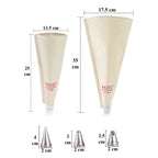 Reusable Piping Bag - 2 Cake Icing Bag with 3 Nozzles