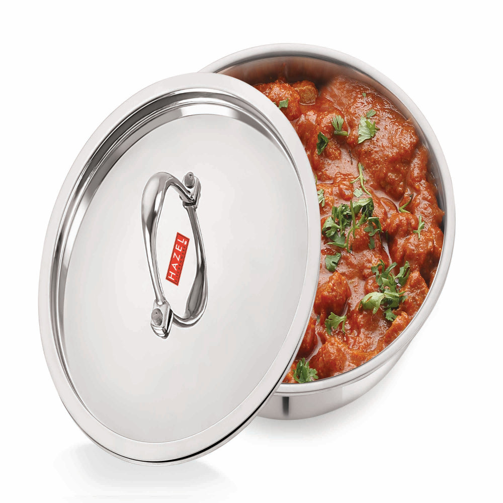 Triply Stainless Steel Induction Bottom Tasra With  Steel Lid, 3 L, 26.5 cm
