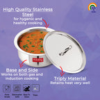 Triply Stainless Steel Induction Bottom Tope With Steel Lid, 3 L, 20.5 cm