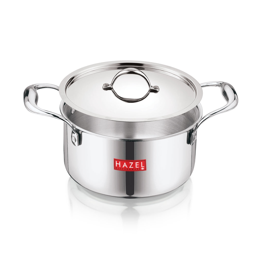 Triply Stainless Steel Casserole With Lid, 3.2 L, 20.5 cm |Induction Base Cook and Serve Pot
