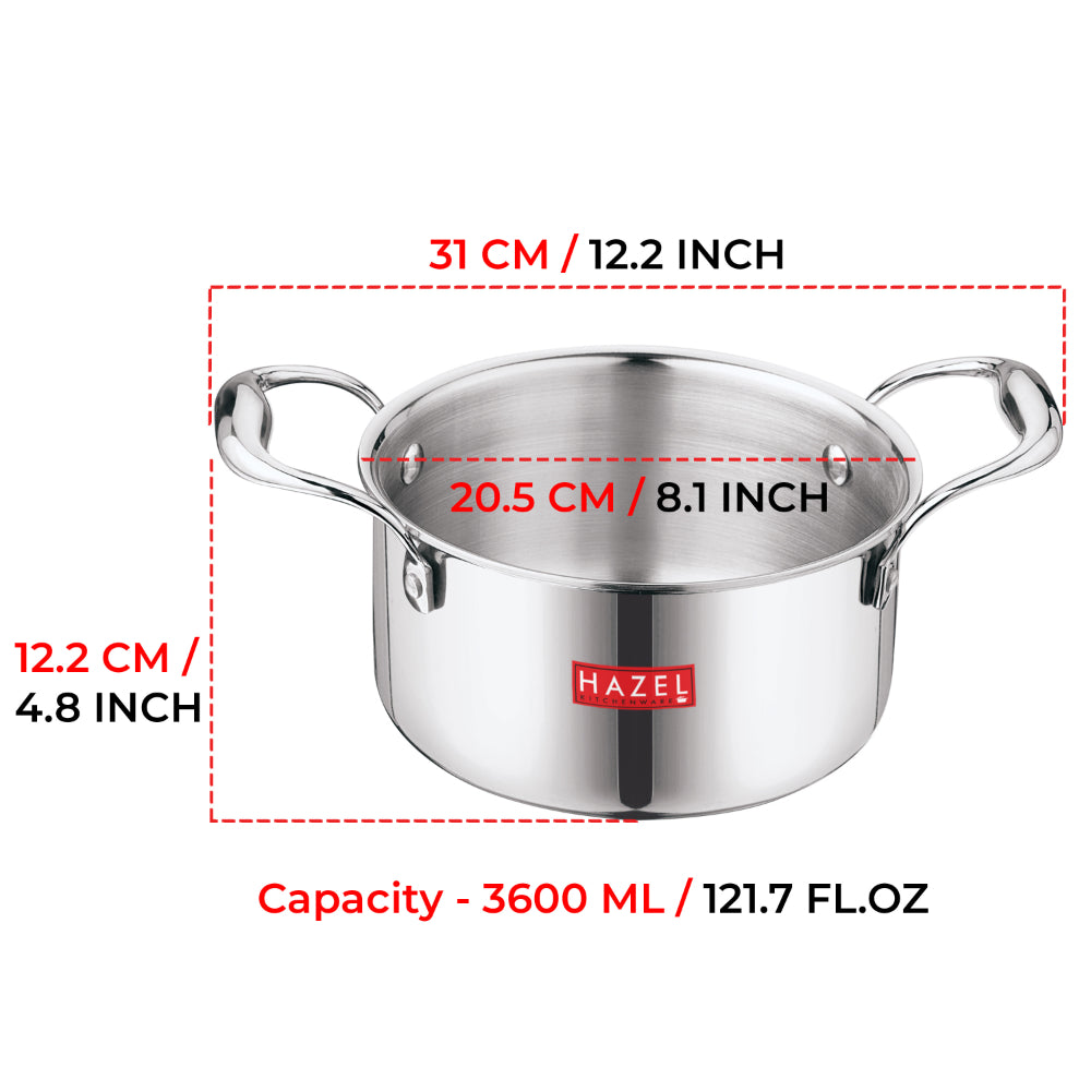 Triply Stainless Steel Casserole with Lid Induction Cook & Serve