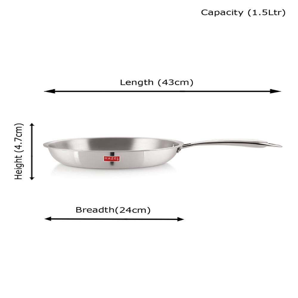 Triply Stainless Steel Induction Bottom Fry Pan with Lid, 1.5 L, 22 cm