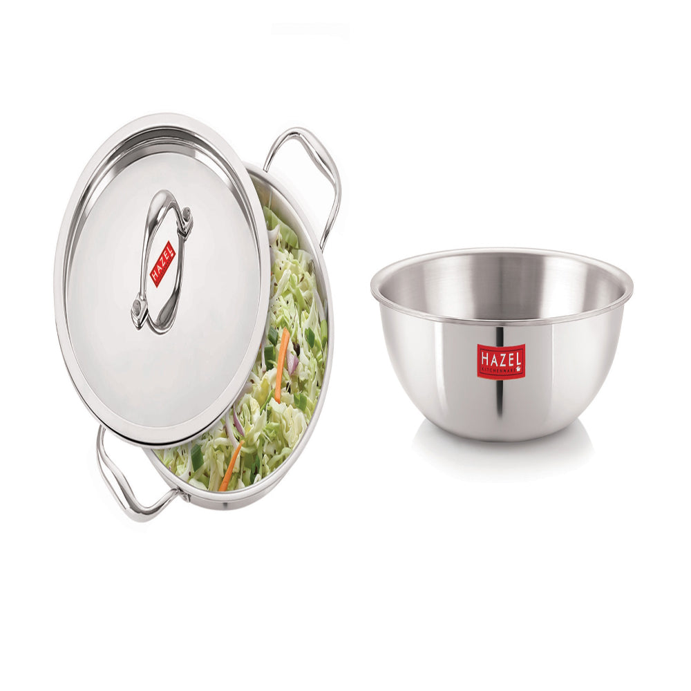 Triply Stainless Steel Induction Bottom Tasla With Steel Lid, 3 L