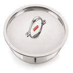 Triply Stainless Steel Induction Bottom Kadhai & Tasla With Steel Lid, 3 L