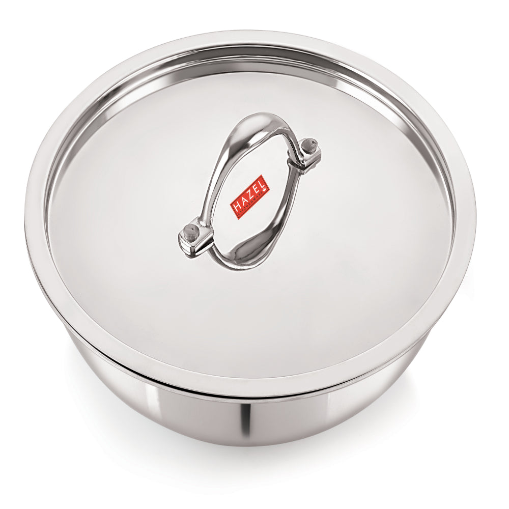 Triply Stainless Steel Induction Bottom Tasla With Steel Lid, 3 L
