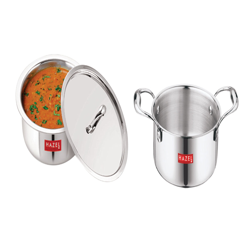Triply Stainless Steel Induction Bottom Patila With Handle and  Steel Lid, 4.6 L