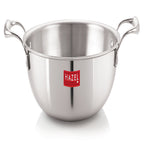Single triply steel tope with two upright handles shown from the side on white.