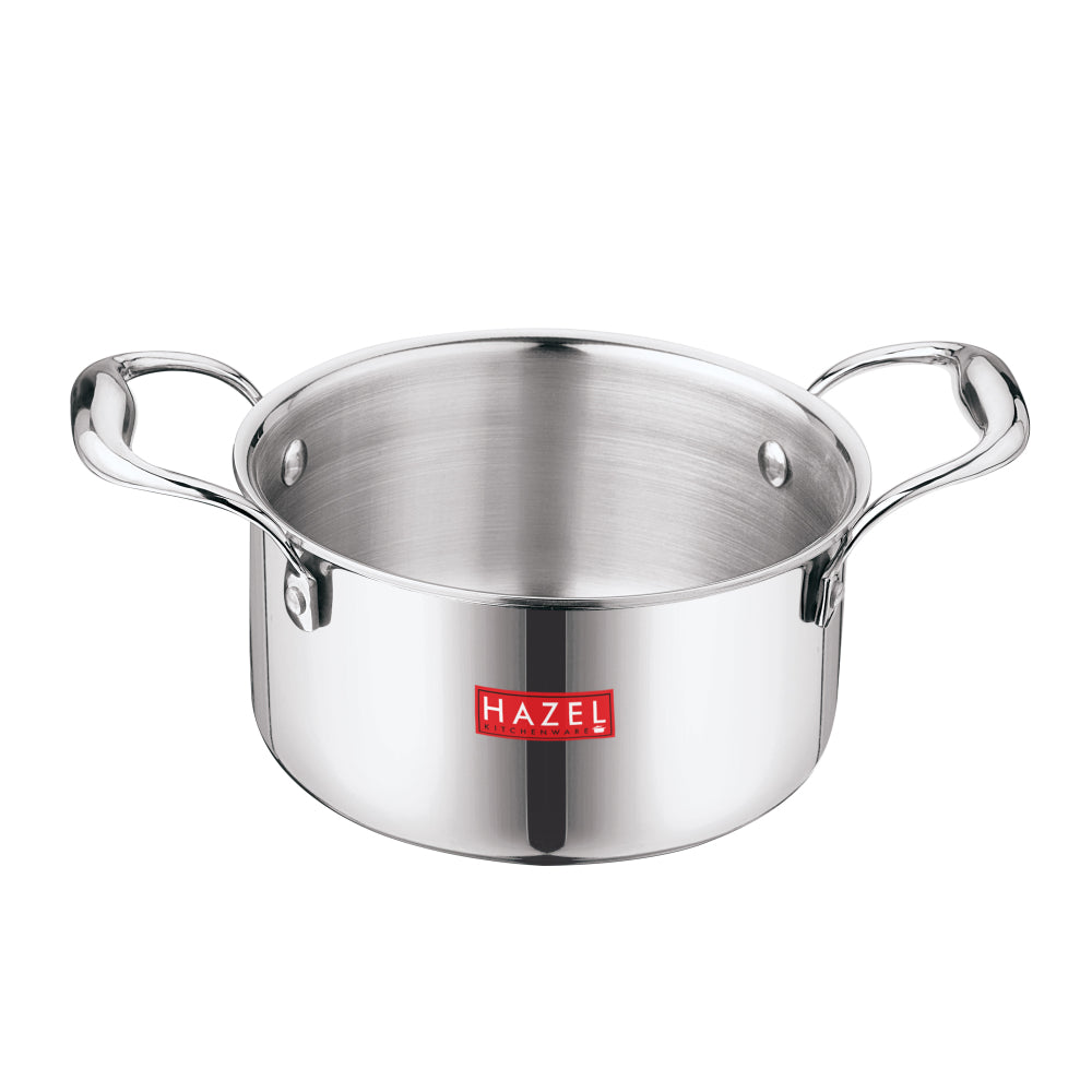 Triply Stainless Steel Induction Bottom Kadhai and Tasla -1.5 L, Tope With Handle 3.6 L  ( Set of 3)