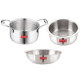 Triply Stainless Steel Tope and Patila With Handle - 4.6 L, Tasra 2 L | Induction Botton ( Set of 3)