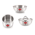 Triply Stainless Steel Induction Bottom Tope 4.6 L, Kadhai and Tasra 2 L With Steel Lid ( Set of 3)