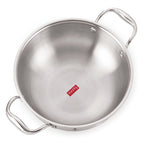 Triply Stainless Steel Induction Bottom Tope 4.6 L, Kadhai and Tasra 2 L With Steel Lid ( Set of 3)