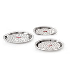 HAZEL Stainless Steel Patila Cover with Hole – Set of 3, 16.8, 18.5, 19.7 cm