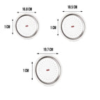 HAZEL Stainless Steel Patila Cover with Hole – Set of 3, 16.8, 18.5, 19.7 cm