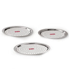 HAZEL Stainless Steel Cover Lid with Hole – Set of 3, 21.2, 22.3, 24.2 cm