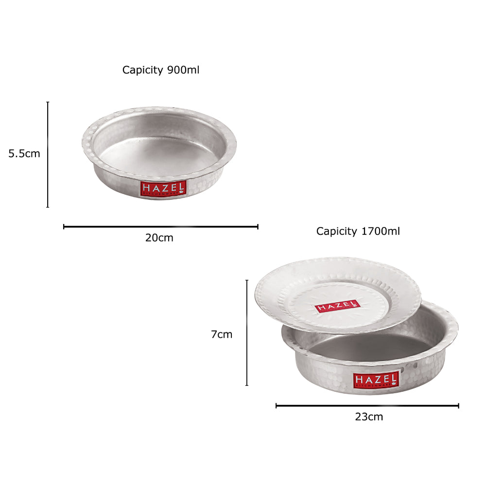 Two patilas with dimension callouts showing 20cm and 5.5cm for the 900ML size and 23cm and 7cm for the 1700ML size.