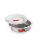 Single aluminium hammered patila with lid slightly offset on top, shown on a white background.