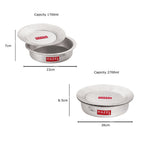 Two patilas marked with dimension callouts for 1700 ml (7 cm high, 23 cm wide) and 2700 ml (8.5 cm high, 26 cm wide).