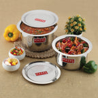 Stainless Steel Induction Tope (1100, 1500 ML) with Lid (16.8, 18.8 cm) - Set of 2