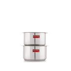 Stainless Steel Induction Tope (1100, 1500 ML) with Lid (16.8, 18.8 cm) - Set of 2: isolated arrangement