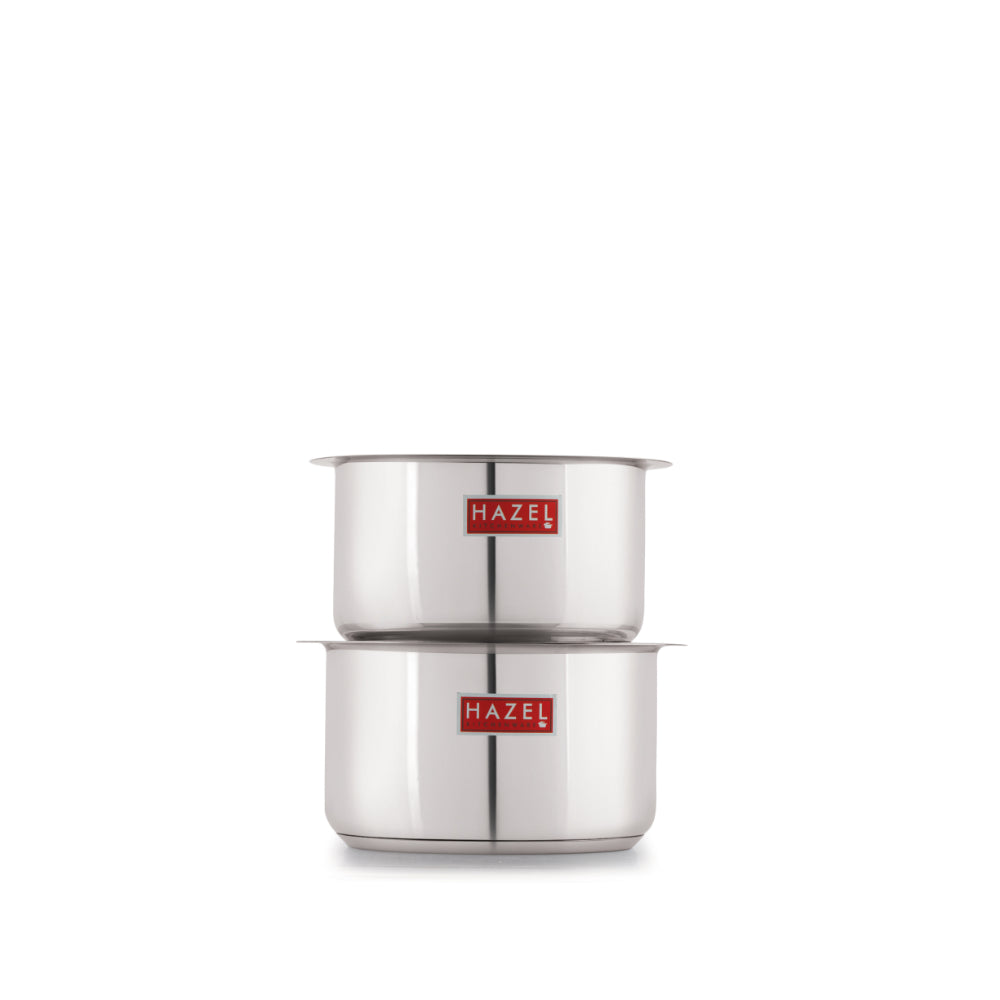 Stainless Steel Induction Tope (1100, 1500 ML) with Lid (16.8, 18.8 cm) - Set of 2: isolated arrangement