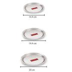 Stainless Steel Induction Tope (1100, 1500, 2000 ML) with Lid (16.8, 18.8, 20 cm) - Set shown with the product open or in use